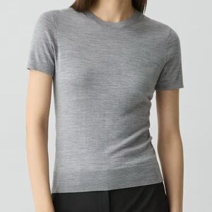 “SIZE LARGE” WOMENS THEORY Sweater Tee in Regal Wool COLOR Cool Heather Grey